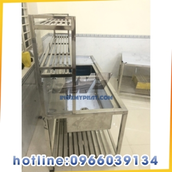 Chậu rửa 2 hố có bàn, có kệ